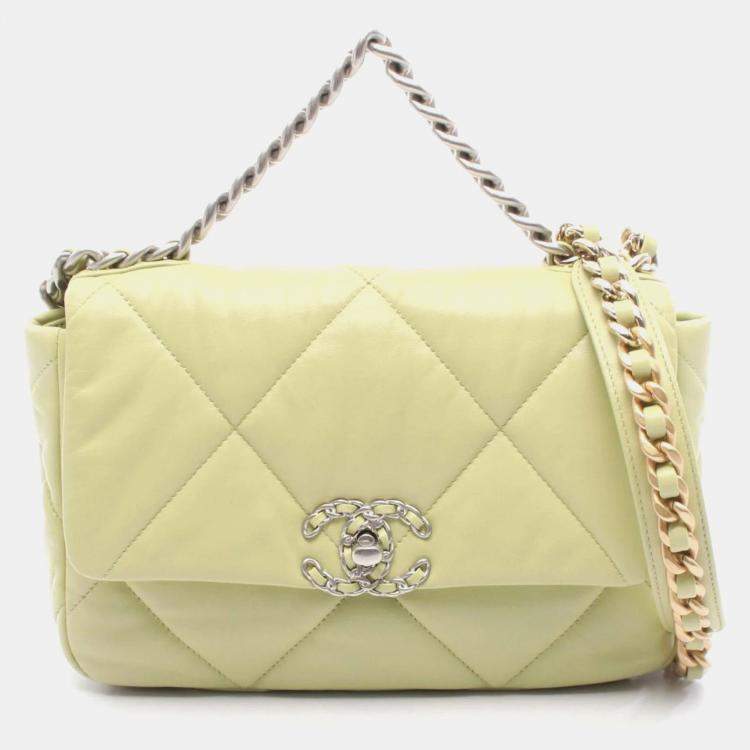Pre Owned Chanel Boy Chanel Shoulder Bag Leather Green