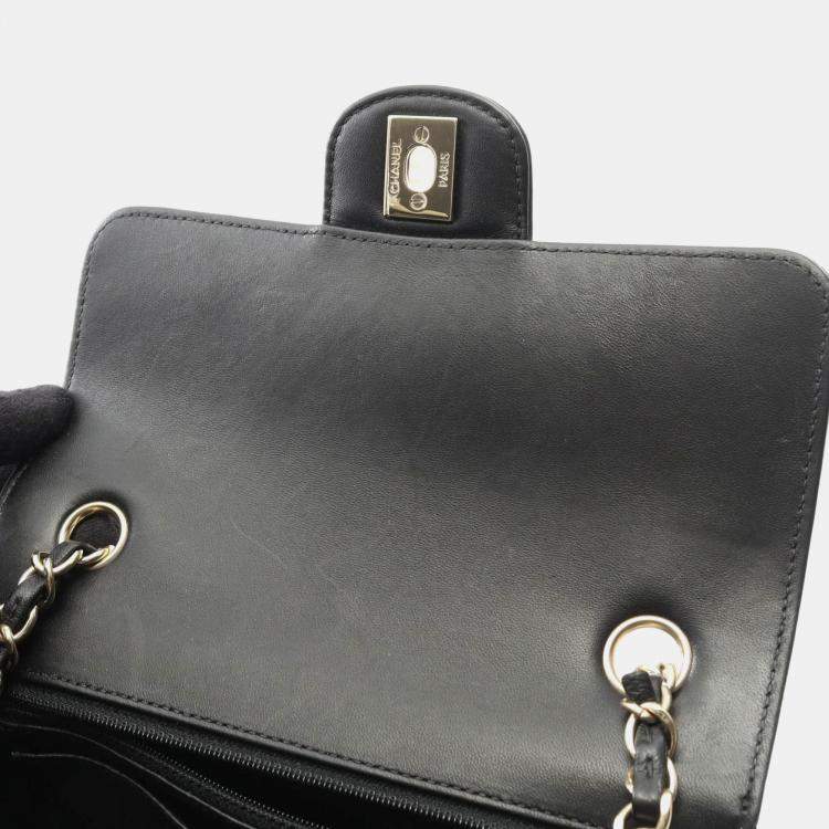 Pre Owned Chanel V Stitch Chevron Mini Black Lambskin Leather Shoulder Bag