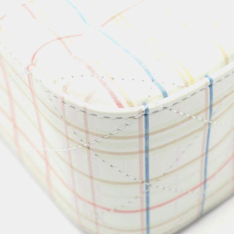 Pre Owned Chanel Mini Matelasse 20 Shoulder Bag Leather White Multicolor