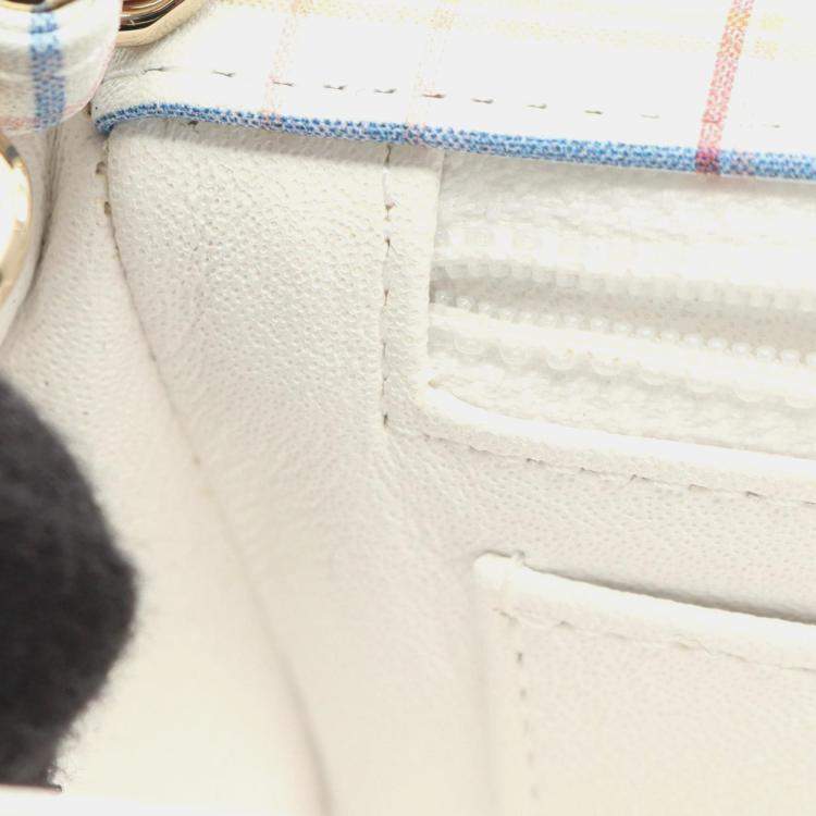 Pre Owned Chanel Mini Matelasse 20 Shoulder Bag Leather White Multicolor