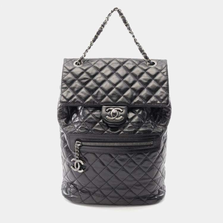 Pre Owned Chanel Matelasse Backpack Leather Black