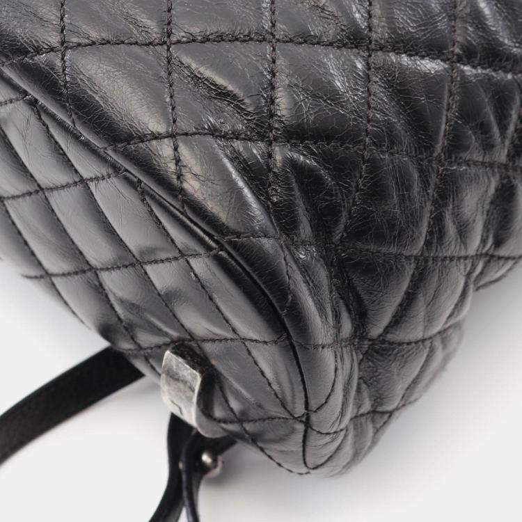 Pre Owned Chanel Matelasse Backpack Leather Black
