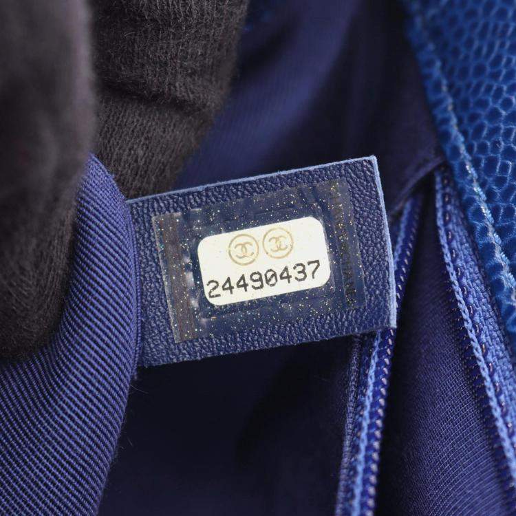 Pre Owned Chanel Matelasse Top Handle Shoulder Bag In Grained Calfskin Leather Blue