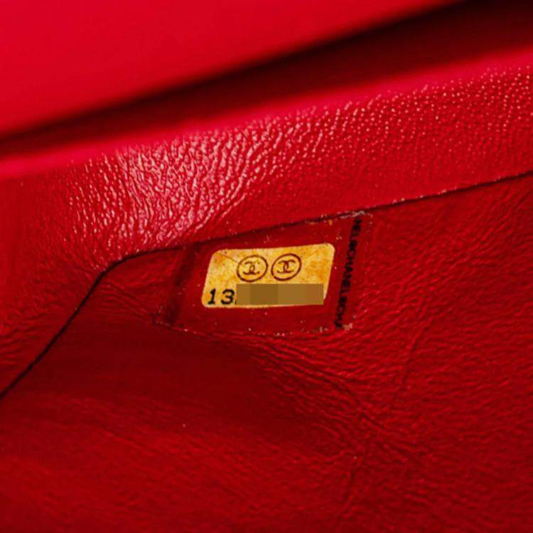Pre Owned Chanel Coco Mark Matelasse 25 Double Flap Chain Shoulder Bag In Red Lambskin