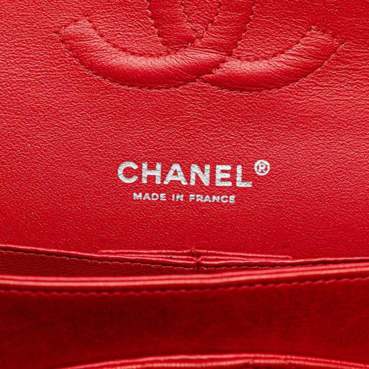 Pre Owned Chanel Coco Mark Matelasse 25 Double Flap Chain Shoulder Bag In Red Lambskin
