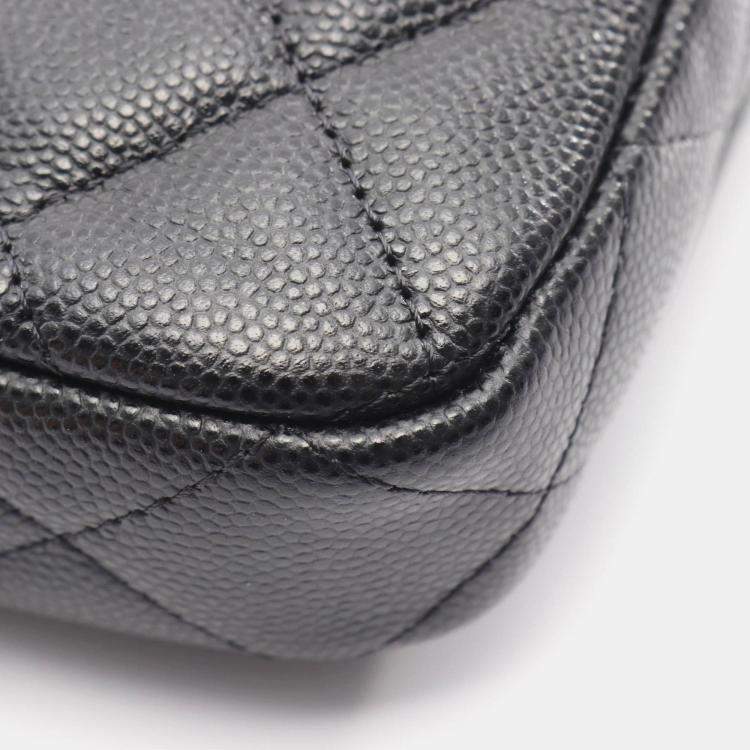 Pre Owned Chanel Black Grained Calfskin Leather Wallet on Chain