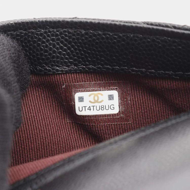 Pre Owned Chanel Black Grained Calfskin Leather Wallet on Chain