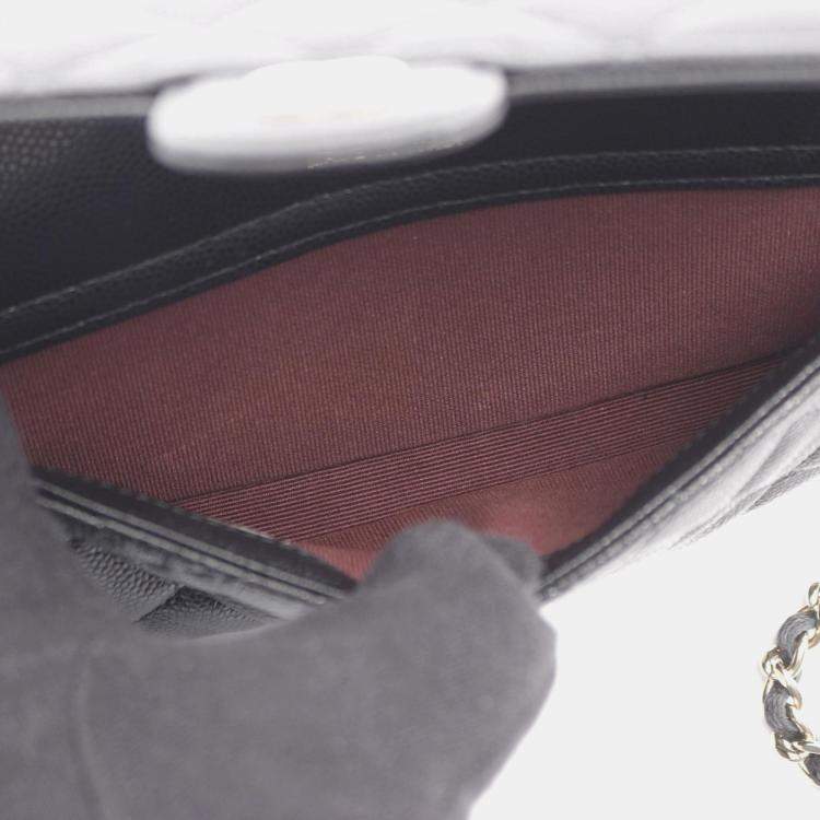 Pre Owned Chanel Black Grained Calfskin Leather Wallet on Chain