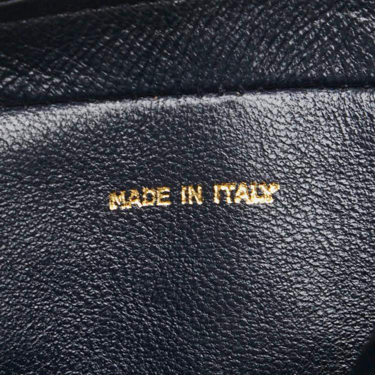 Pre Owned Chanel Matelasse Coco Mark Fringe Chain Shoulder Bag Navy Lambskin