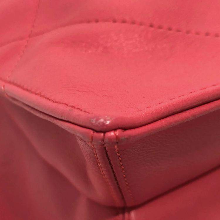 Pre Owned Chanel CC Drawstring Pink Lambskin Leather Tote Bag