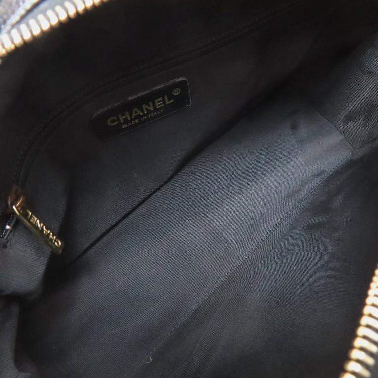 Pre Owned Chanel Mini Boston Bag Matelasse Gold Hardware Grained Calfskin