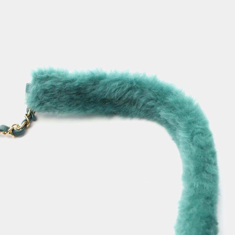 Pre Owned Chanel Matelasse Vanity Bag Shoulder Lambskin And Shearling Green