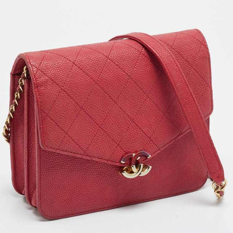 Pre Owned Chanel Cuba Thread Around Pink Caviar Leather Wallet On Chain