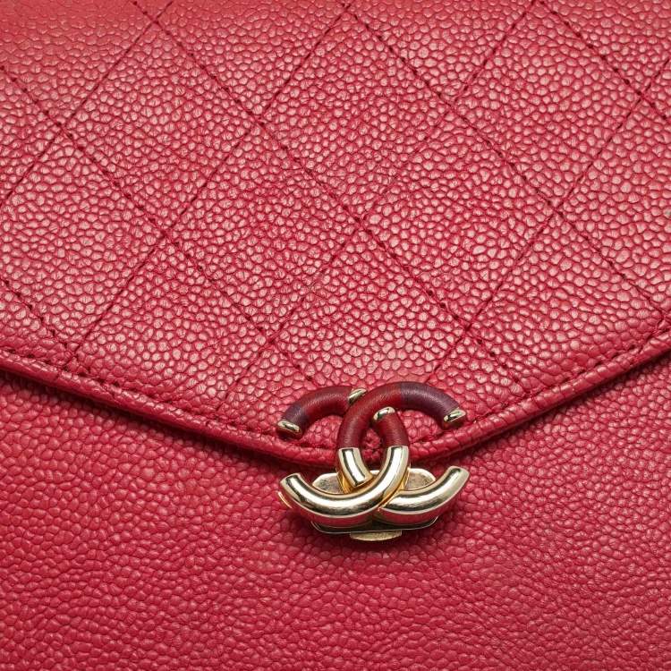 Pre Owned Chanel Cuba Thread Around Pink Caviar Leather Wallet On Chain
