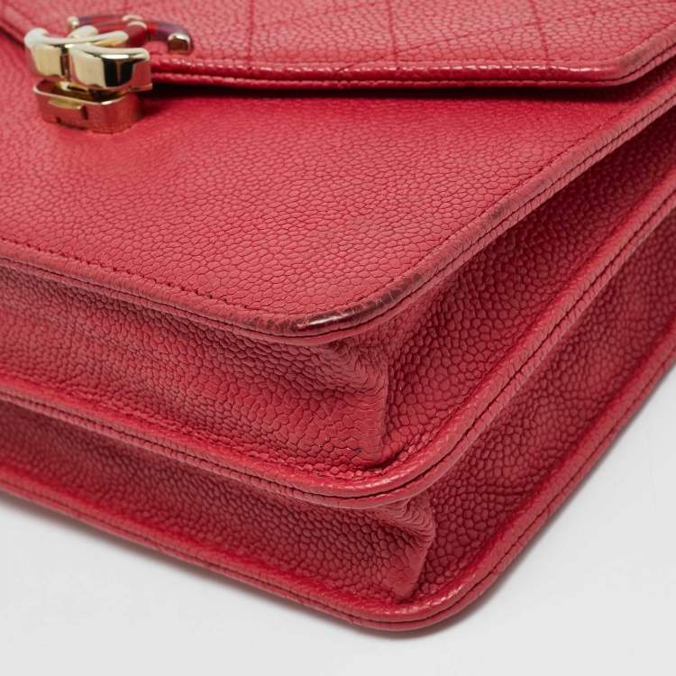 Pre Owned Chanel Cuba Thread Around Pink Caviar Leather Wallet On Chain