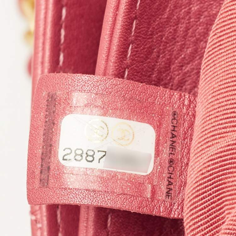 Pre Owned Chanel Mini Metallic Red Quilted Leather Top Handle Flap Bag