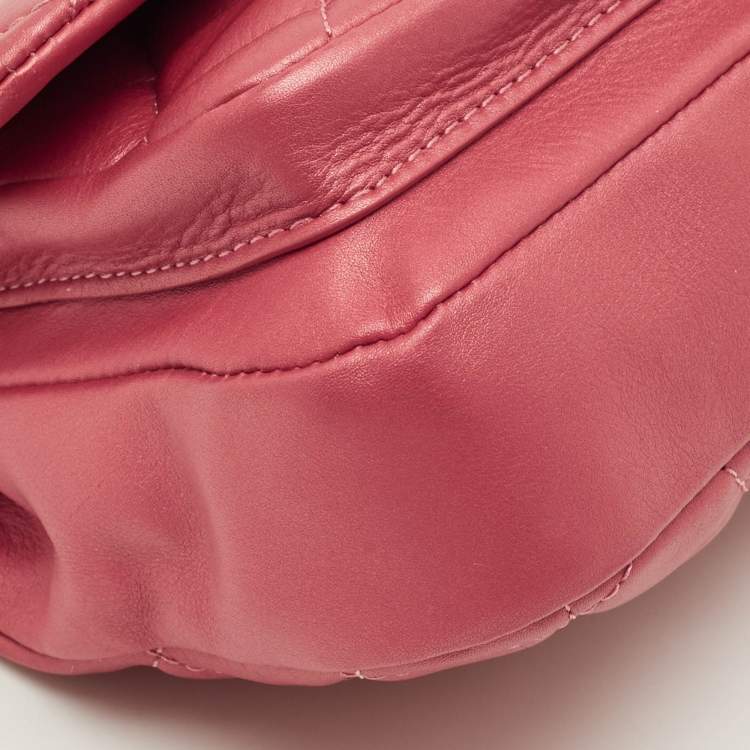 Pre Owned Chanel Mini Metallic Red Quilted Leather Top Handle Flap Bag