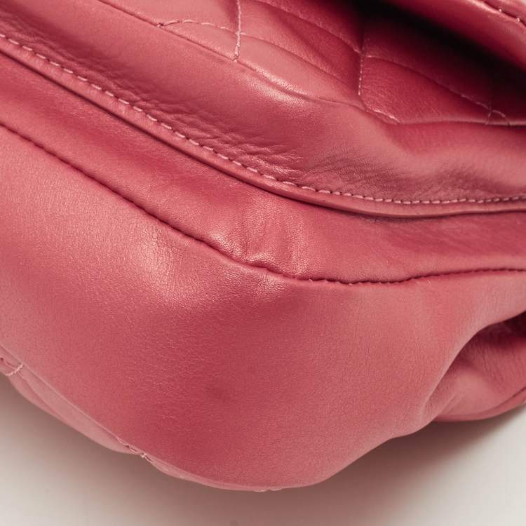 Pre Owned Chanel Mini Metallic Red Quilted Leather Top Handle Flap Bag