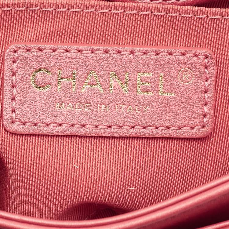 Pre Owned Chanel Mini Metallic Red Quilted Leather Top Handle Flap Bag
