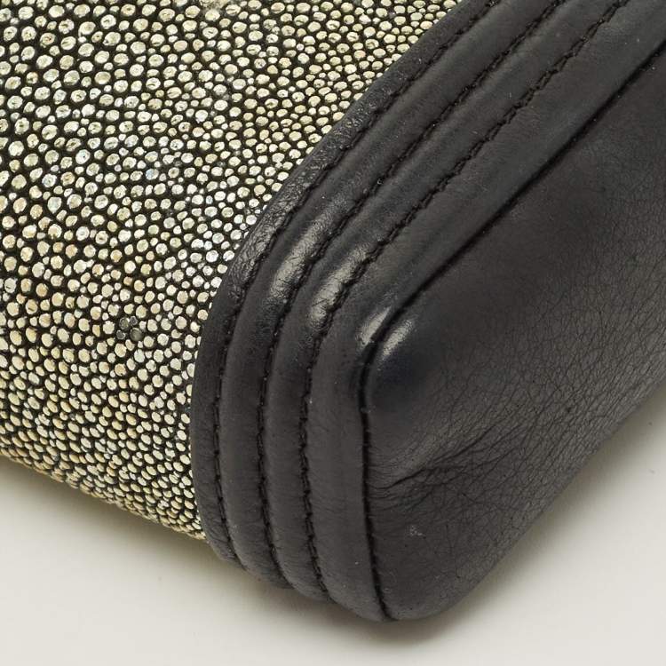 Pre Owned Chanel Boy O-Phone Holder Black/Metallic Stingray and Leather Chain Pouch