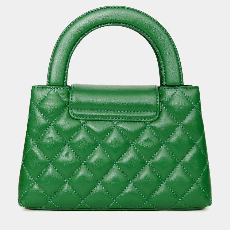 Pre Owned Chanel 2025 Emerald Green Mini Kelly Shopper Tote