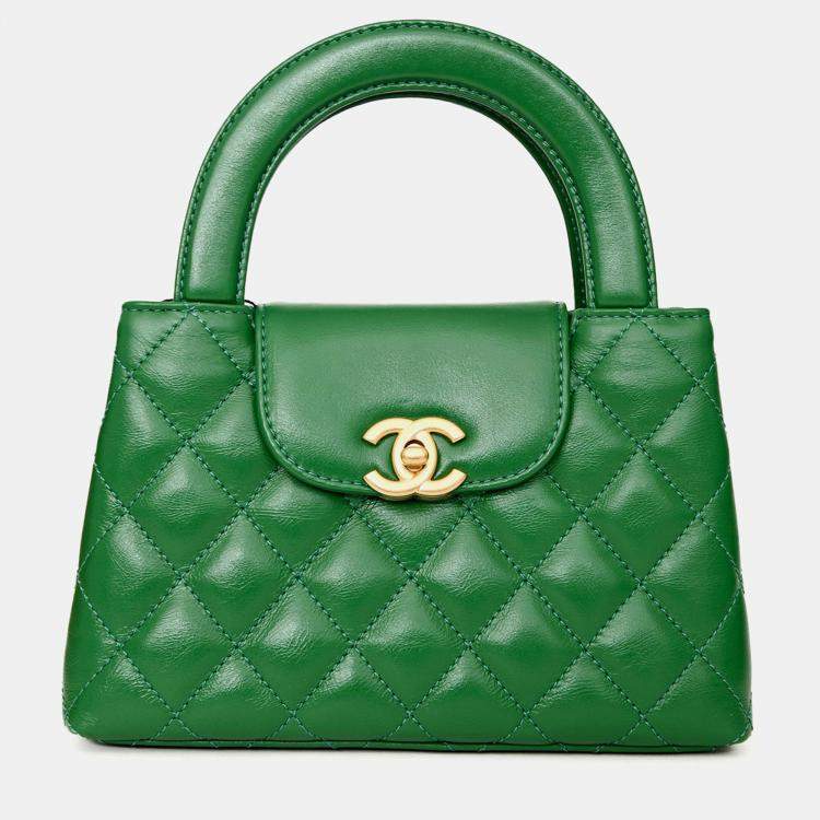 Pre Owned Chanel 2025 Emerald Green Mini Kelly Shopper Tote