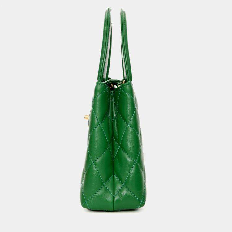 Pre Owned Chanel 2025 Emerald Green Mini Kelly Shopper Tote