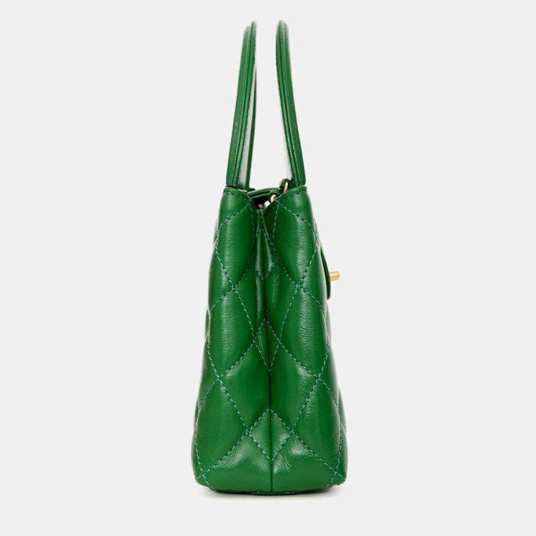 Pre Owned Chanel 2025 Emerald Green Mini Kelly Shopper Tote