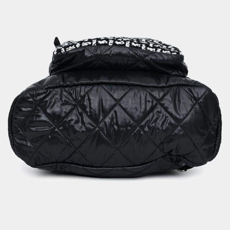 Pre Owned Chanel 2020 Black Nylon/Tweed Backpack