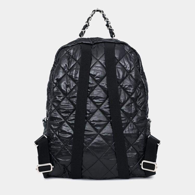 Pre Owned Chanel 2020 Black Nylon/Tweed Backpack
