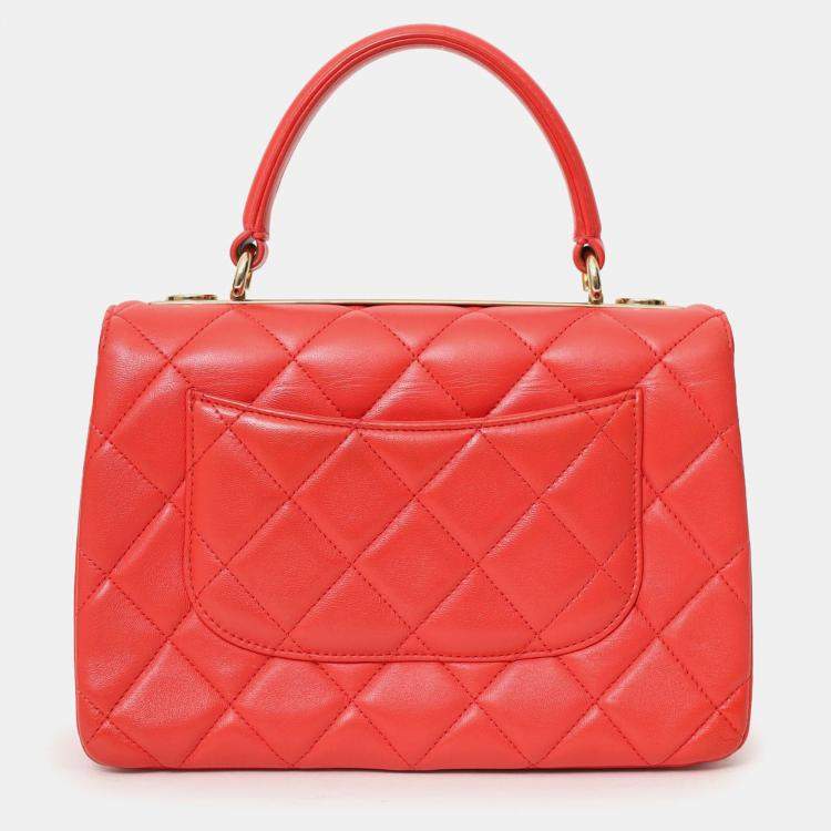Pre Owned Chanel 2019 Red Leather Trendy CC Small Top Handle
