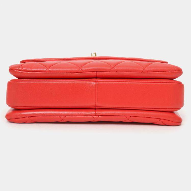 Pre Owned Chanel 2019 Red Leather Trendy CC Small Top Handle