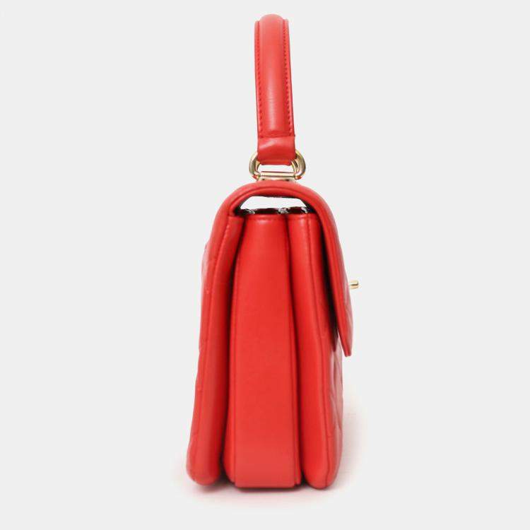 Pre Owned Chanel 2019 Red Leather Trendy CC Small Top Handle