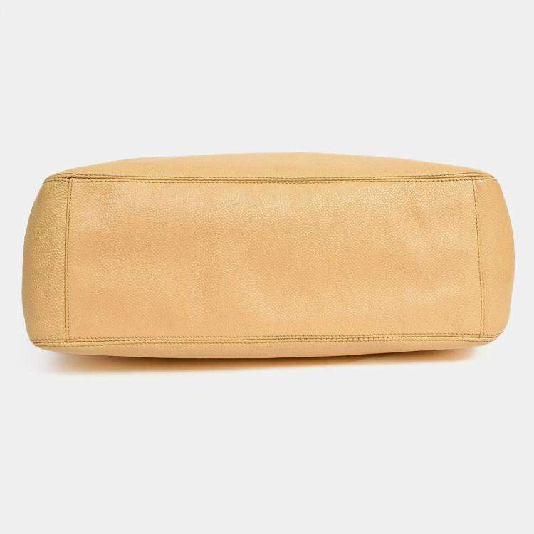 Pre Owned Chanel Beige Caviar Leather CC Shopper Tote Bag