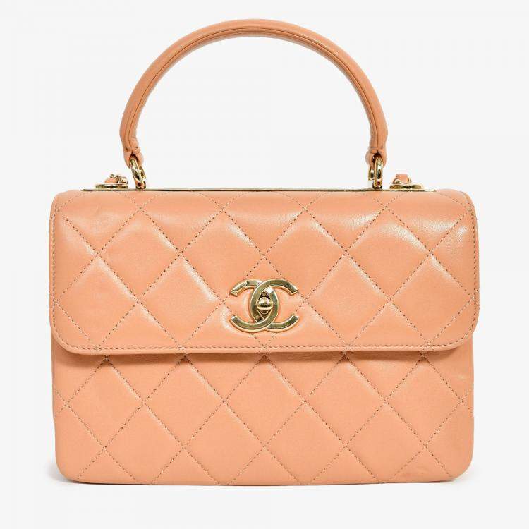 Pre Owned Chanel 2017 Tan Lambskin Leather Small 'Trendy' Bag