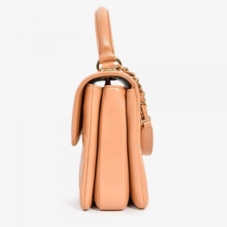 Pre Owned Chanel 2017 Tan Lambskin Leather Small 'Trendy' Bag