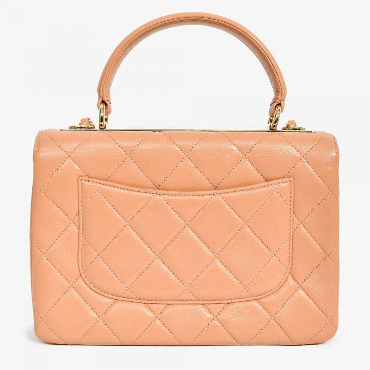 Pre Owned Chanel 2017 Tan Lambskin Leather Small 'Trendy' Bag