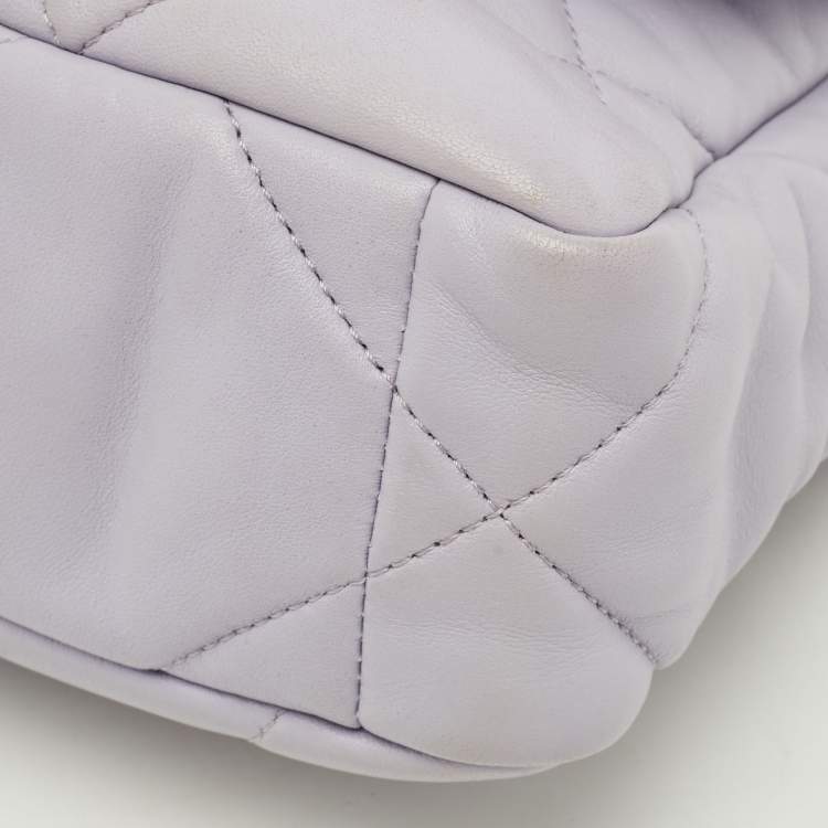 Pre Owned Chanel 19 Small Lilac Quilted Leather Flap Bag