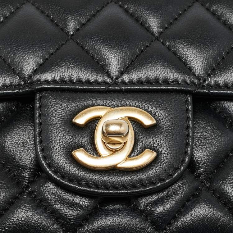 Pre Owned Chanel Medium Black Quilted Leather Rectangular Top Handle Bag