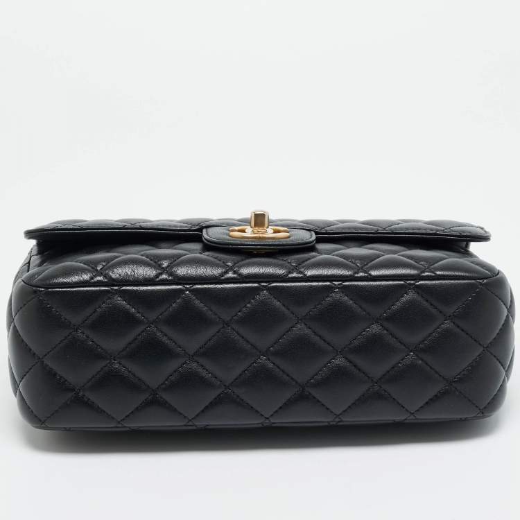 Pre Owned Chanel Medium Black Quilted Leather Rectangular Top Handle Bag