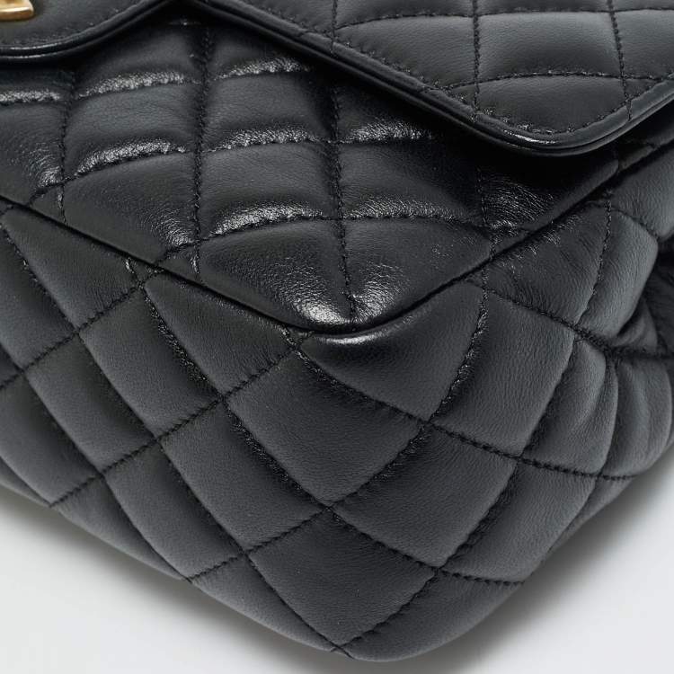 Pre Owned Chanel Medium Black Quilted Leather Rectangular Top Handle Bag