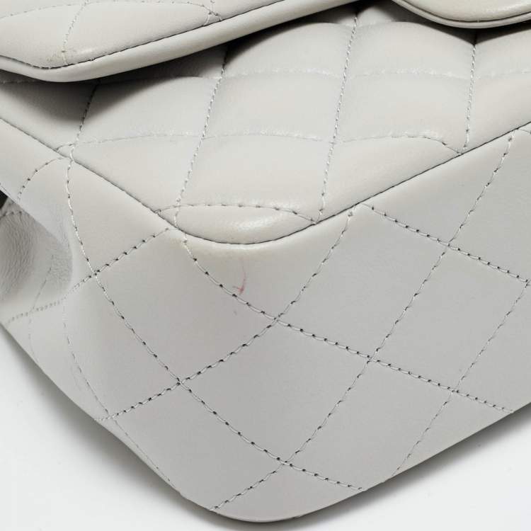 Pre Owned Chanel Mini Grey Quilted Leather Rectangular Top Handle Bag