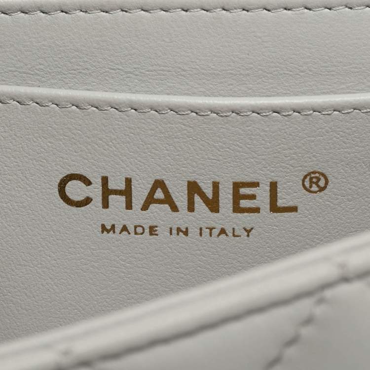 Pre Owned Chanel Mini Grey Quilted Leather Rectangular Top Handle Bag