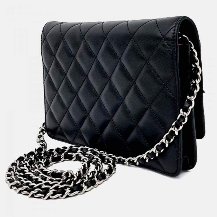 Pre Owned Chanel Black Leather Cambon Woc Mini Crossbody Bag