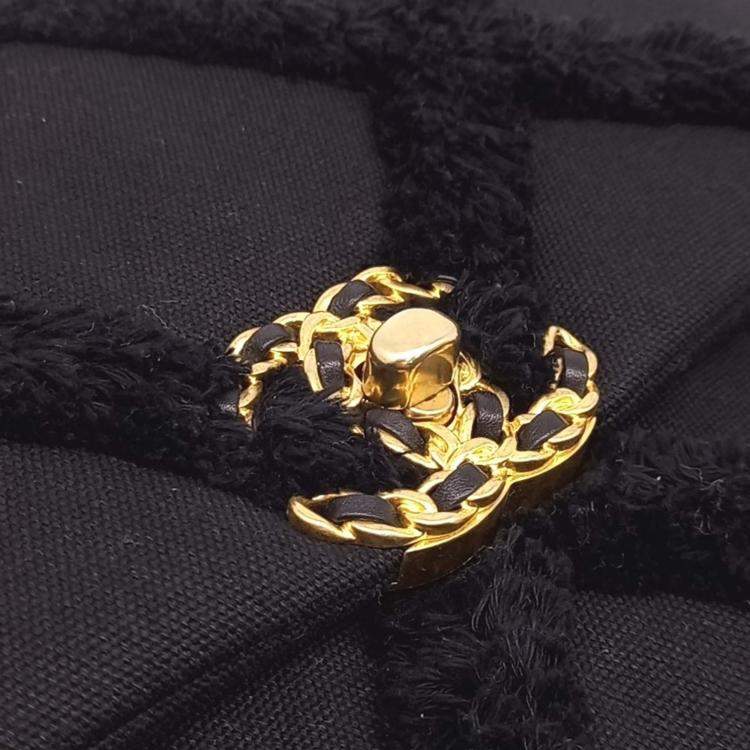 Pre Owned Chanel Black Canvas Fabric 19 Flap Bag Large