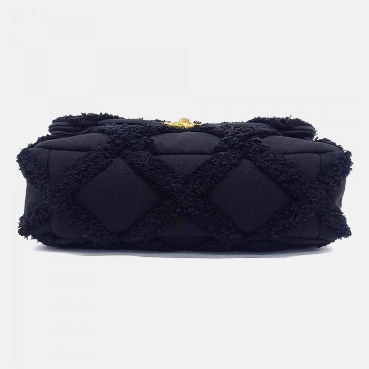 Pre Owned Chanel Black Canvas Fabric 19 Flap Bag Large