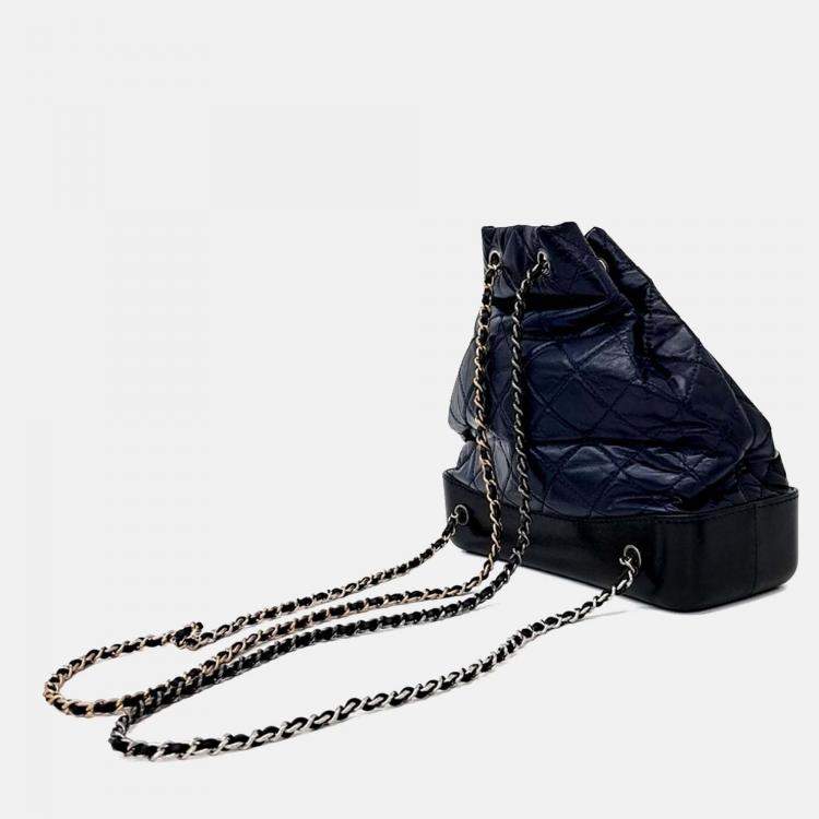 Pre Owned Chanel Navy Blue Leather Gabrielle Backpack Medium