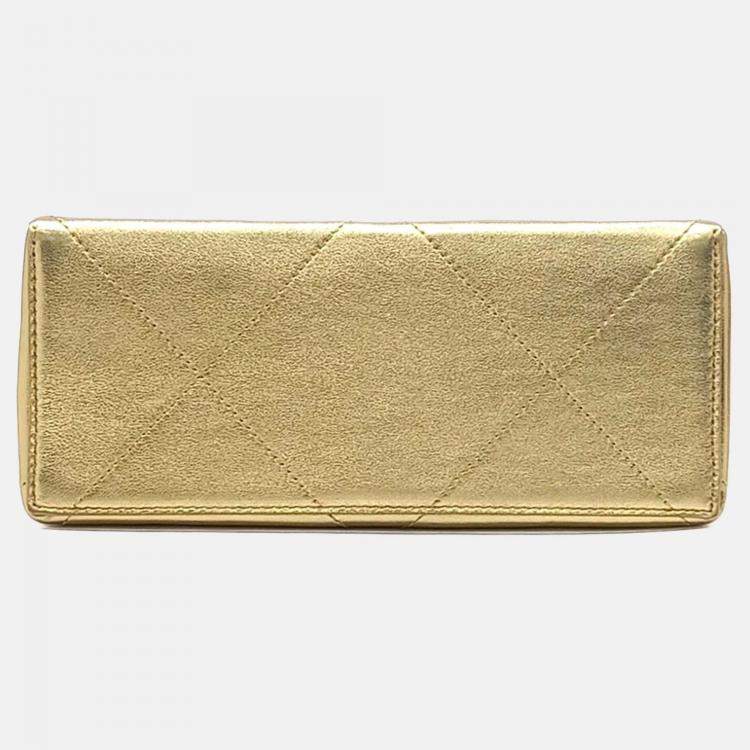 Pre Owned Chanel Gold Leather Kisslock Shoulder Bag