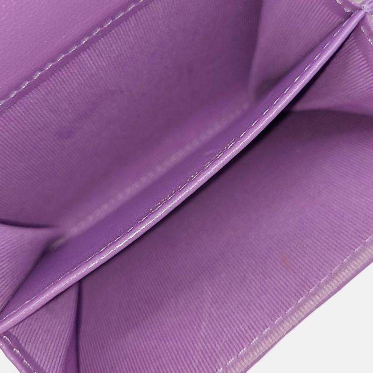 Pre Owned Chanel Purple Leather Lambskin Chain Card Holder