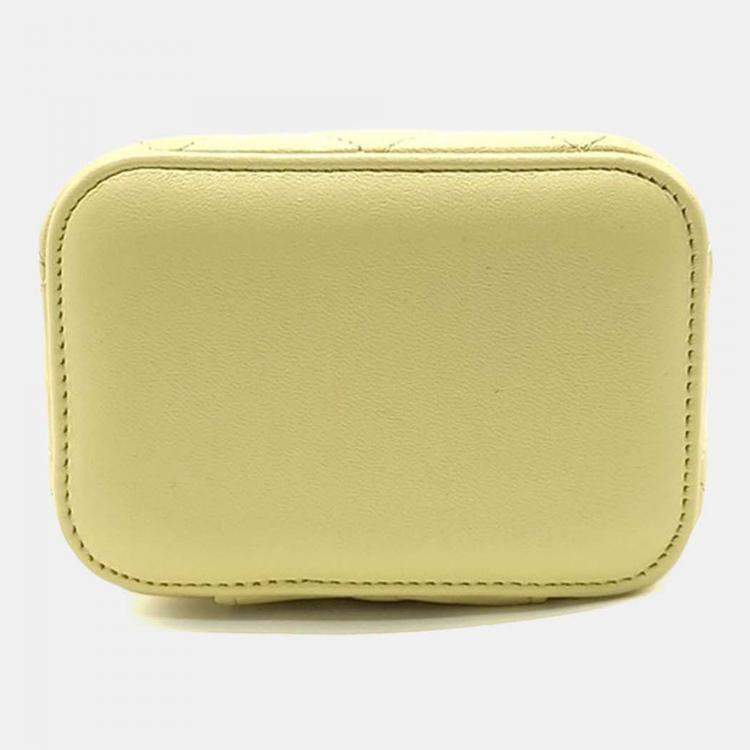 Pre Owned Chanel Yellow Leather Vanity Top Handle Mini Crossbody Bag